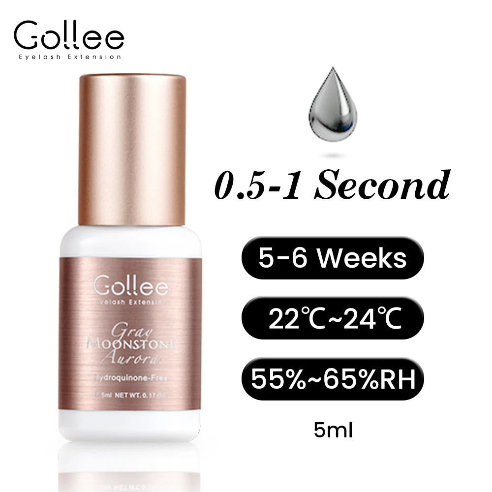 Gollee 0.5s Fast Dry Lash Extension Glue Professional Lash Adhesive Lasting 6-8 Weeks Waterproof Grafting Eyelash Super Bonder