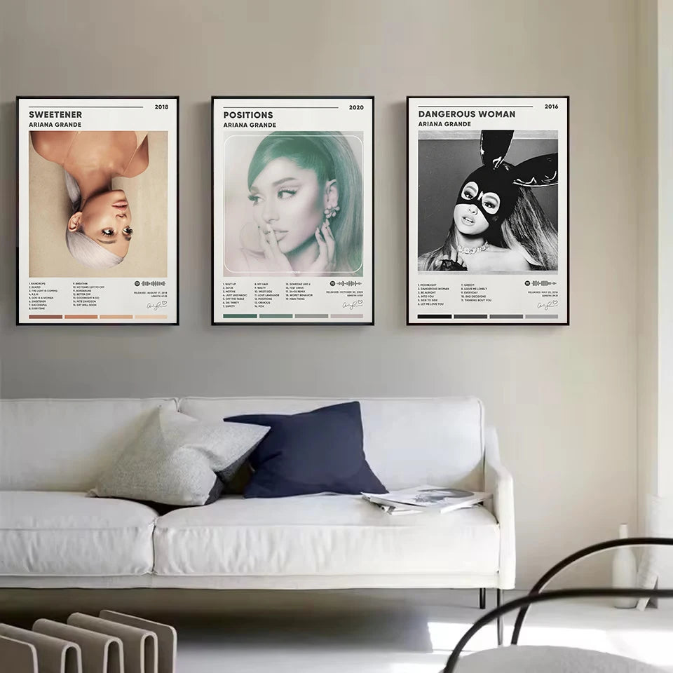 Ariana Grande canvas print featuring Thank U, Next & Positions poster artwork, K-Culture merch by HSF Marketplace