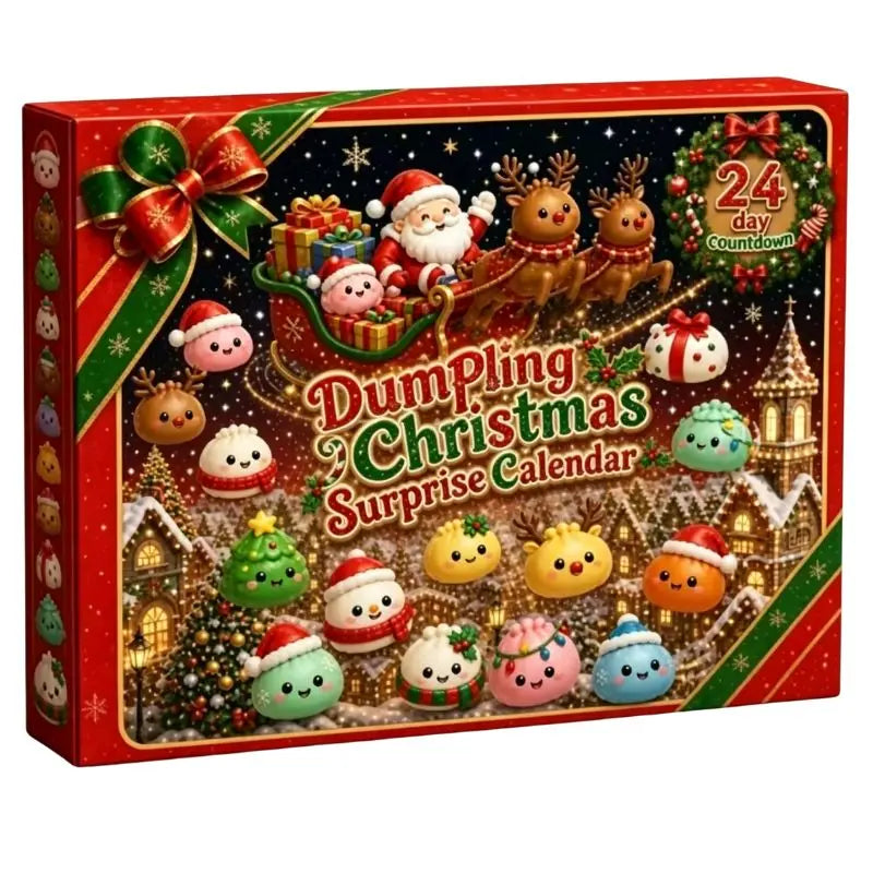 Christmas squishy advent calendar with 24 dumpling-shaped slow-rising sensory toys by HSF Marketplace