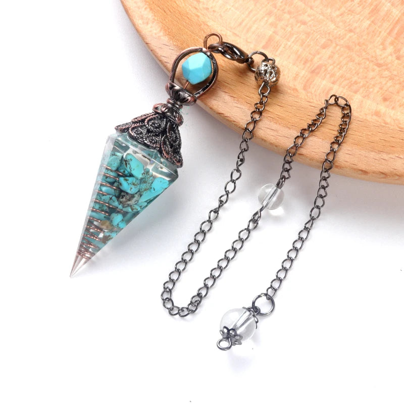 Natural stone pendulum pendant for jewelry making and energy use, HSF Marketplace jewelry