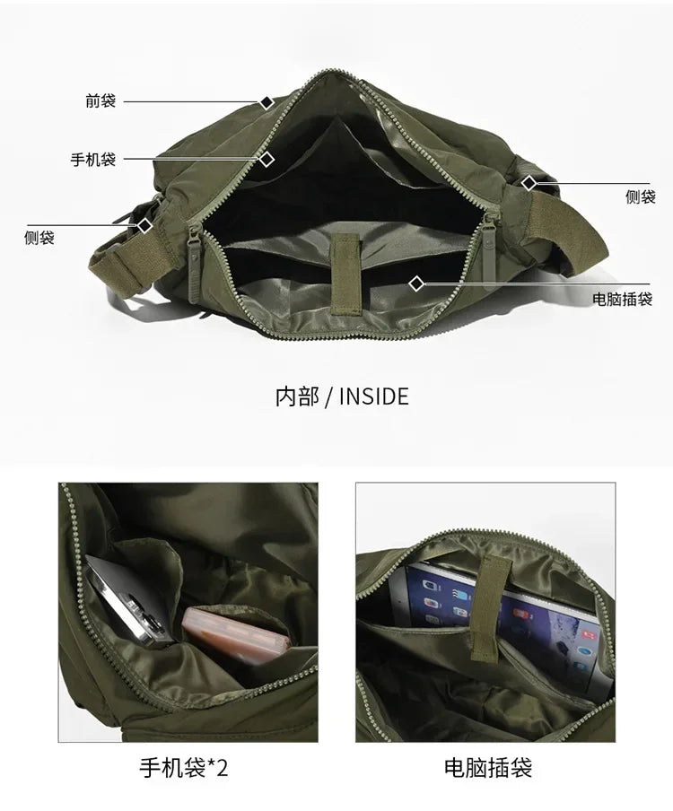 Stylish nylon multi-pocket messenger bag for women, HSF Marketplace handbag in a practical crossbody design