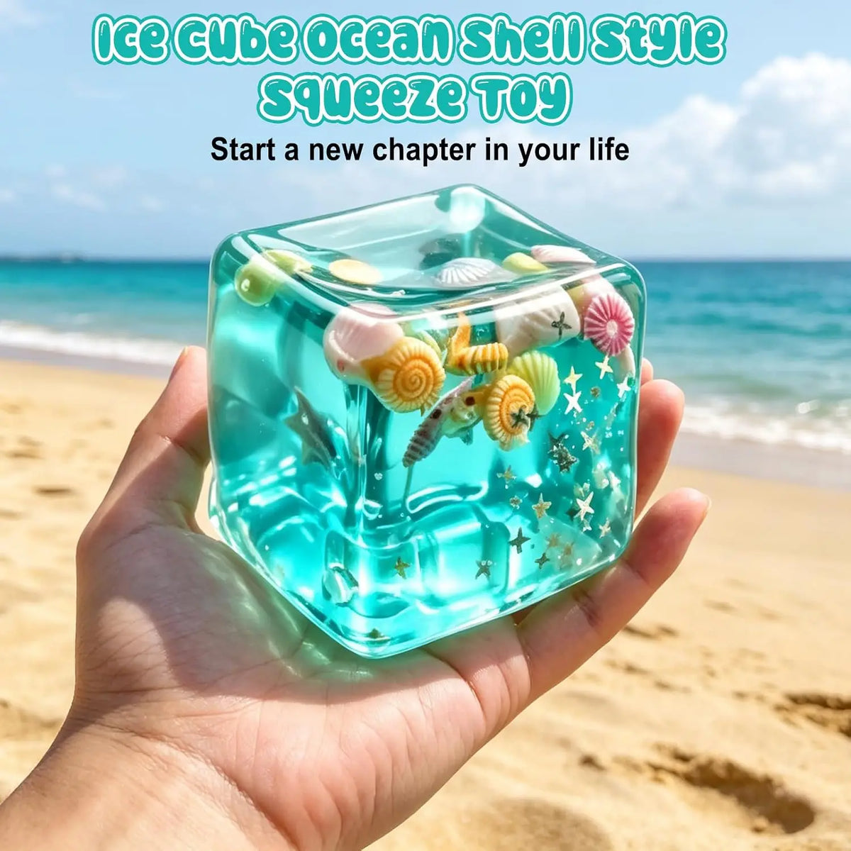 Ice Cube Stress Ball Soft Squeeze Marine Shell Squishy Sensory Toy Slow Rising for Adults Anxiety Relief
