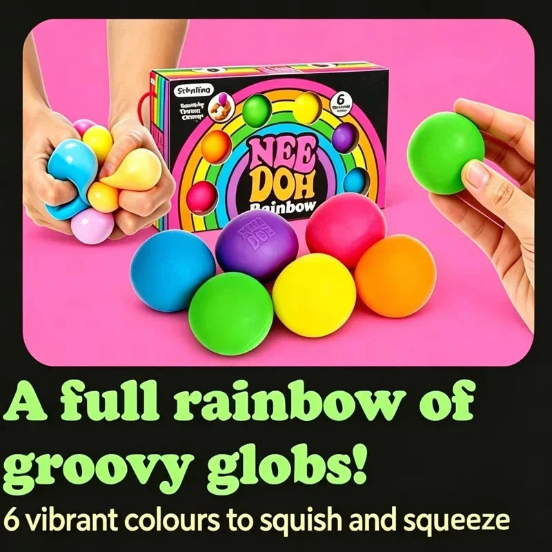 Needoh Rainbow Squishy Ball stress relief fidget toy for teens by HSF Marketplace