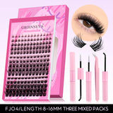 GROINNEYA fluffy 3D mink faux lash clusters kit with bond and seal for makeup extensions