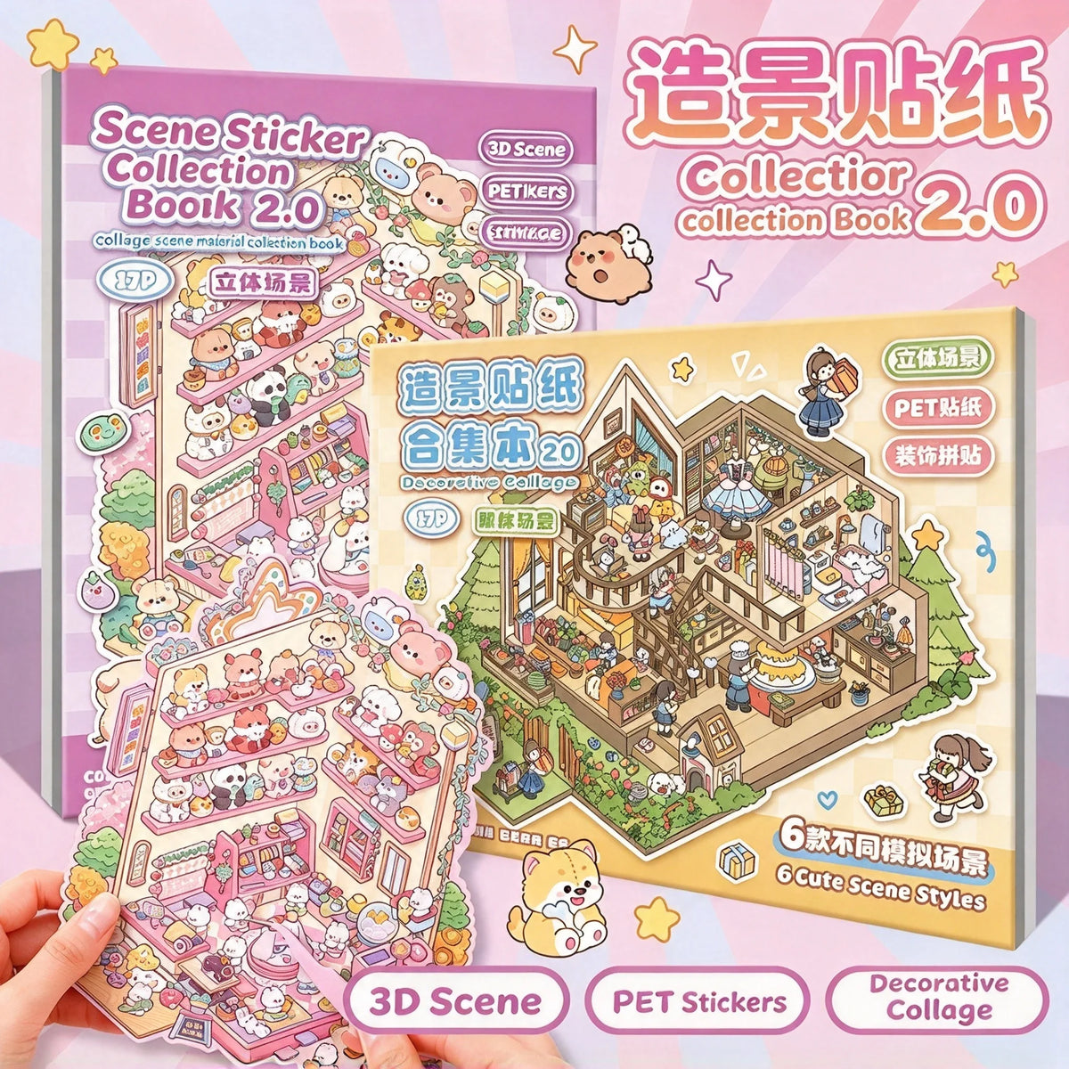 3D miniature house scene sticker book for creative kids, HSF Marketplace sticker therapy set