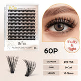 BEFER Cluster Lashes D Curl DIY Eyeslash Extension Manga Lash Cluster Fluffy Volume Individual Natural False Eyelashes Clusters