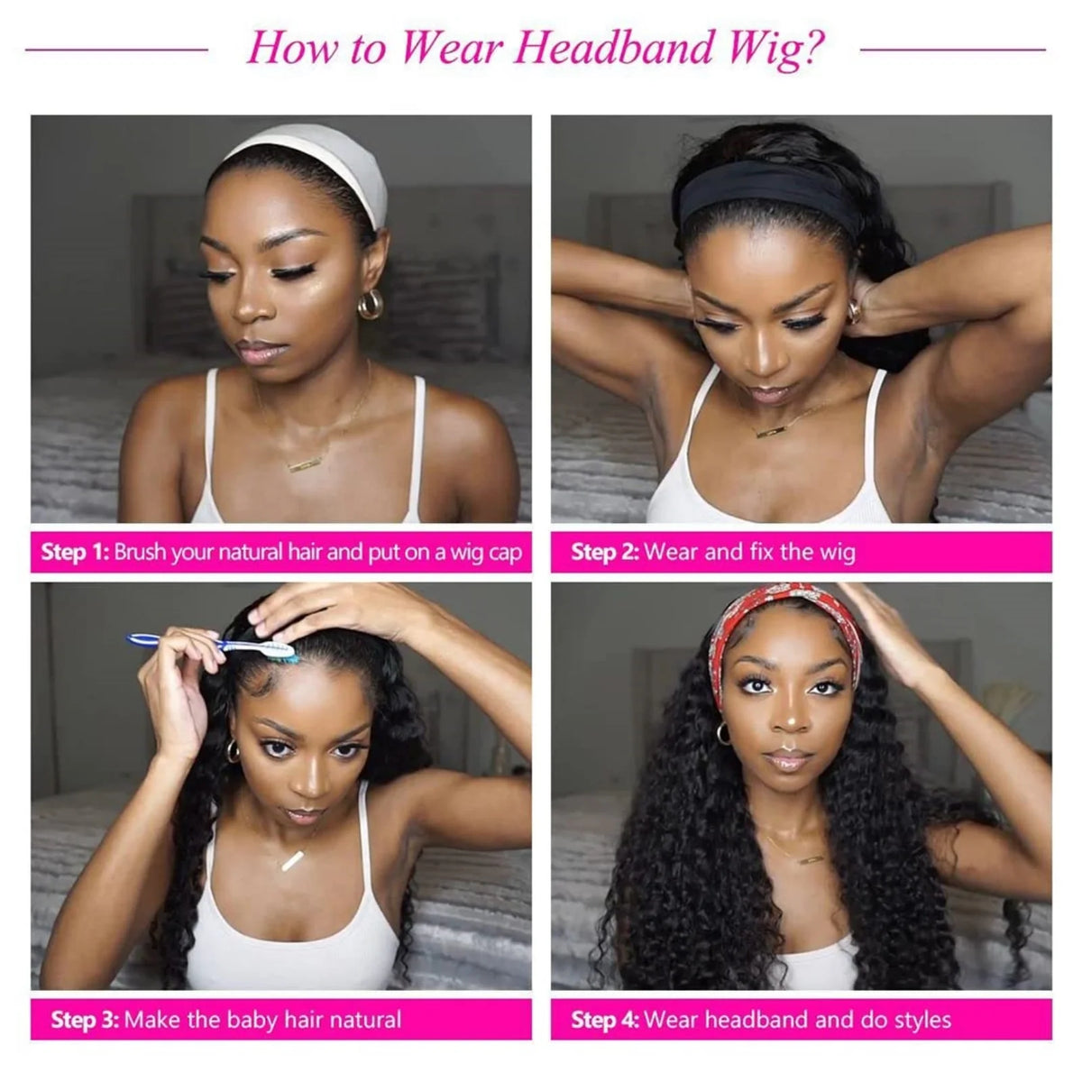 250% density Brazilian human hair headband wig with jerry kinky curly texture for Black women