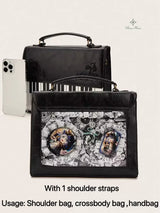 Vintage piano shoulder bag for women, stylish crossbody ita bag with piano-themed design by HSF Marketplace