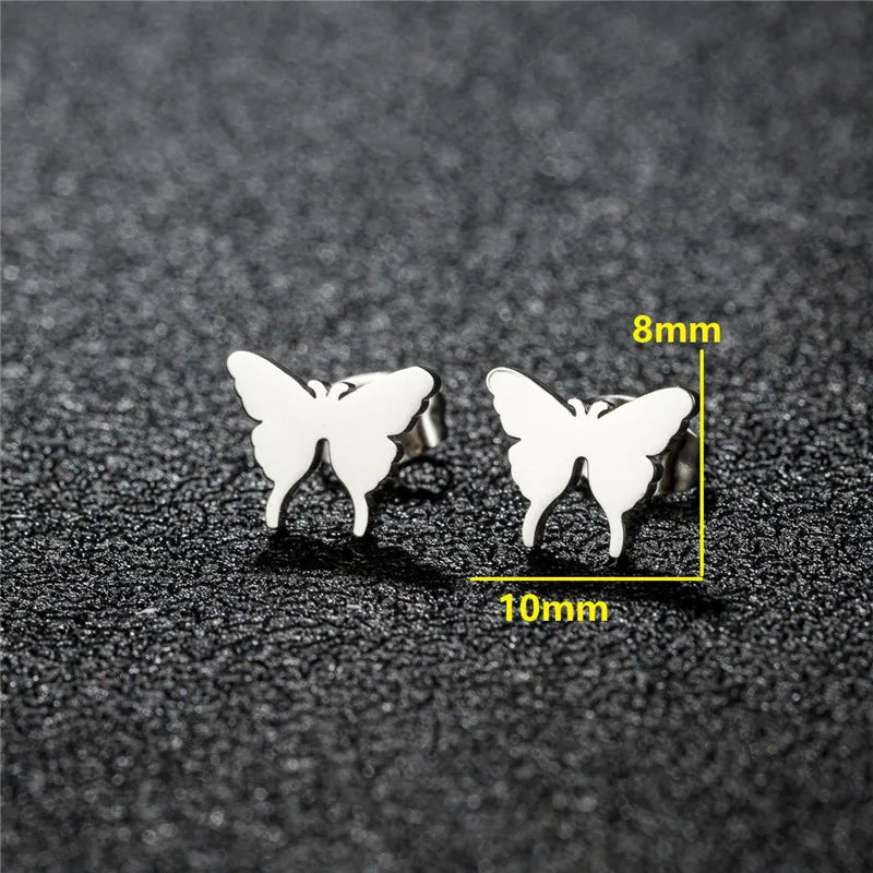 HSF Marketplace small T-bar animal ear studs with dove, leaf, dragonfly, and spider designs, fashion jewelry