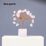 1pc Natural Gemstone Crystal Chakela Lucky Tree With Block Base Home Office Desk Living Room Crystal Decor Mini Sized Home