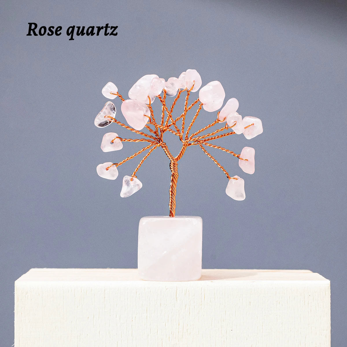 1pc Natural Gemstone Crystal Chakela Lucky Tree With Block Base Home Office Desk Living Room Crystal Decor Mini Sized Home