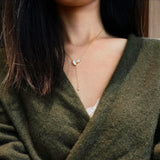 Marquise cut moissanite lariat pendant necklace in S925 silver with lab diamonds, Y-style long tassel chain for women.