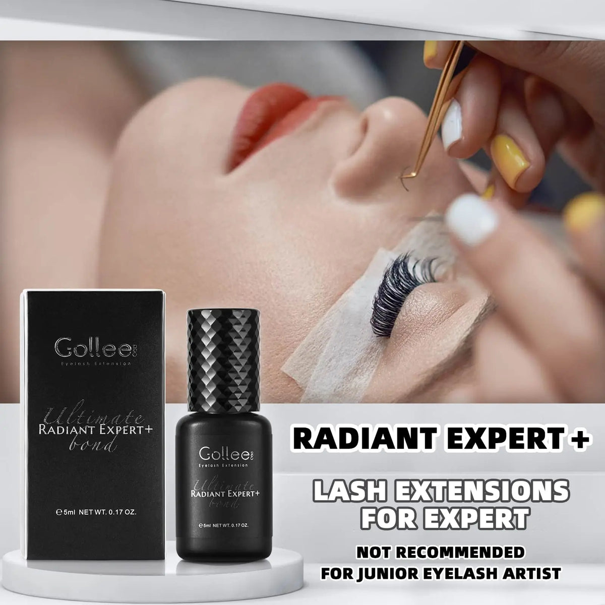 HSF Marketplace Gollee 0.5s eyelash extension glue, fast-drying waterproof eyelash adhesive for salon false lash application.