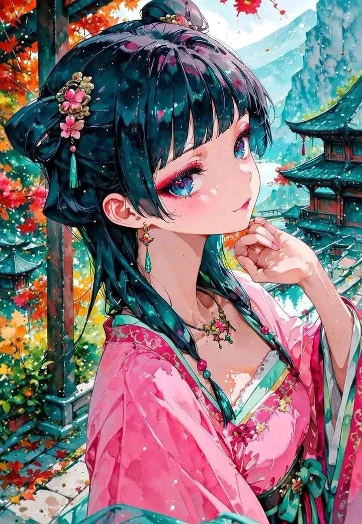 Japanese manga art poster featuring Maomao and Jinshi on canvas print