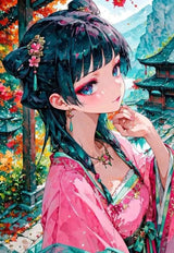 Japanese manga art poster featuring Maomao and Jinshi on canvas print
