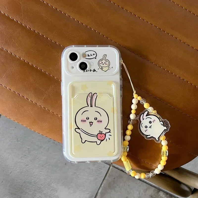 Cute cartoon anime Chiikawa card wallet phone case for iPhone 11–16 by HSF Marketplace