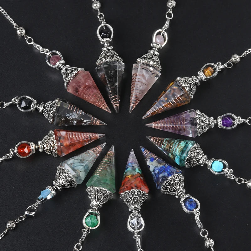 Natural stone pendulum pendant for jewelry making and energy, HSF Marketplace jewelry rollercoaster object