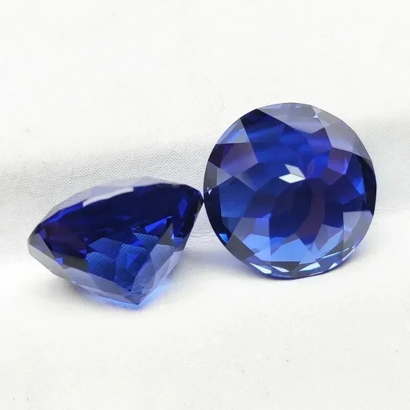 Lab Grown Sapphire Round Shape Royal Blue Color DIY Charms Jewelry Making Ring Necklace Earrings Main Materials Certificate