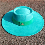 Khaki wide brim vegan suede fedora hat for women and men by HSF Marketplace