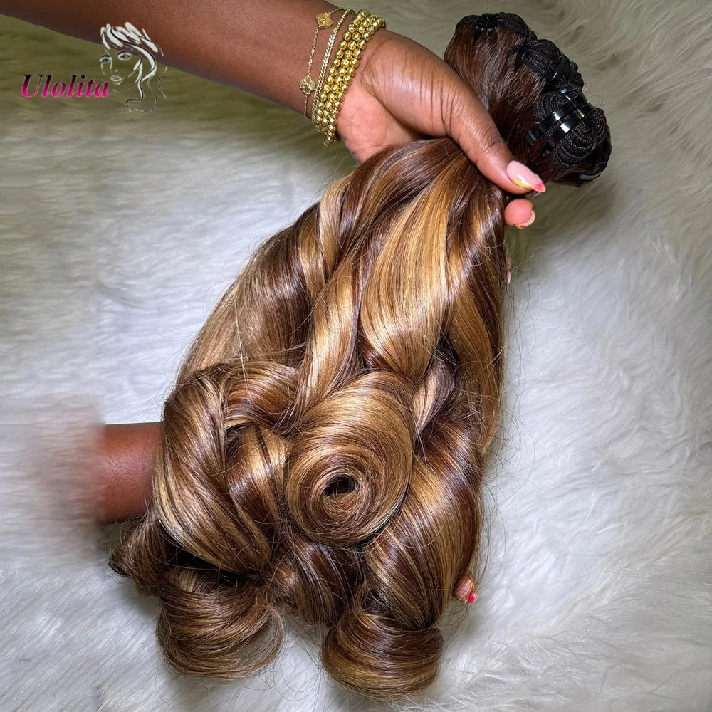 Loose Deep Wave Human Hair Bundles With 5x5 Closure And 3 Bundles Human Hair Extensions For Women Ombre Brown 13x6 Lace Frontal
