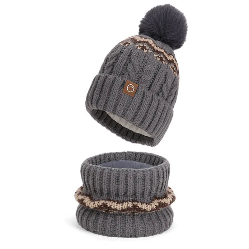 Women's warm knitted beanie cap and scarf set for winter, HSF Marketplace