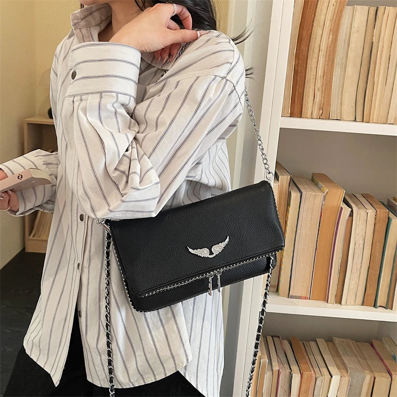 Small square women's crossbody bag with retro chain design by HSF Marketplace