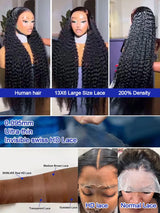 40 Inch 13x6 Deep Wave Hd Lace Front Wigs Human Hair 250 Density Water Wave 13x4 HD Lace Frontal Wigs Pre Plucked With Baby Hair Brazilian Virgin Bouncy Jerry Curly Human Hair Wigs Wet And Wavy Glueless Wigs Human Hair For Wo