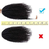 Mongolian human hair afro kinky curly drawstring ponytail, natural color, clip-in 4B 4C texture