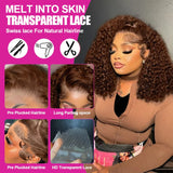 13x4 Brown Curly Hair Short Wigs Deep Wave 200Density Chocolate HD Lace Bob Wig Pre Plucked Human Hair 100%  For Women