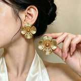 Golden vintage butterfly flower pendant earrings for wedding party jewelry, HSF Marketplace