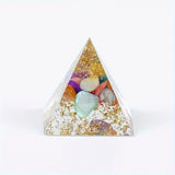 1set(7pcs) Orgonite Pyramid Natural Mixed Crystal Chips Chakra Healing Stone Desk Decor Meditation Ornament Home Decoration