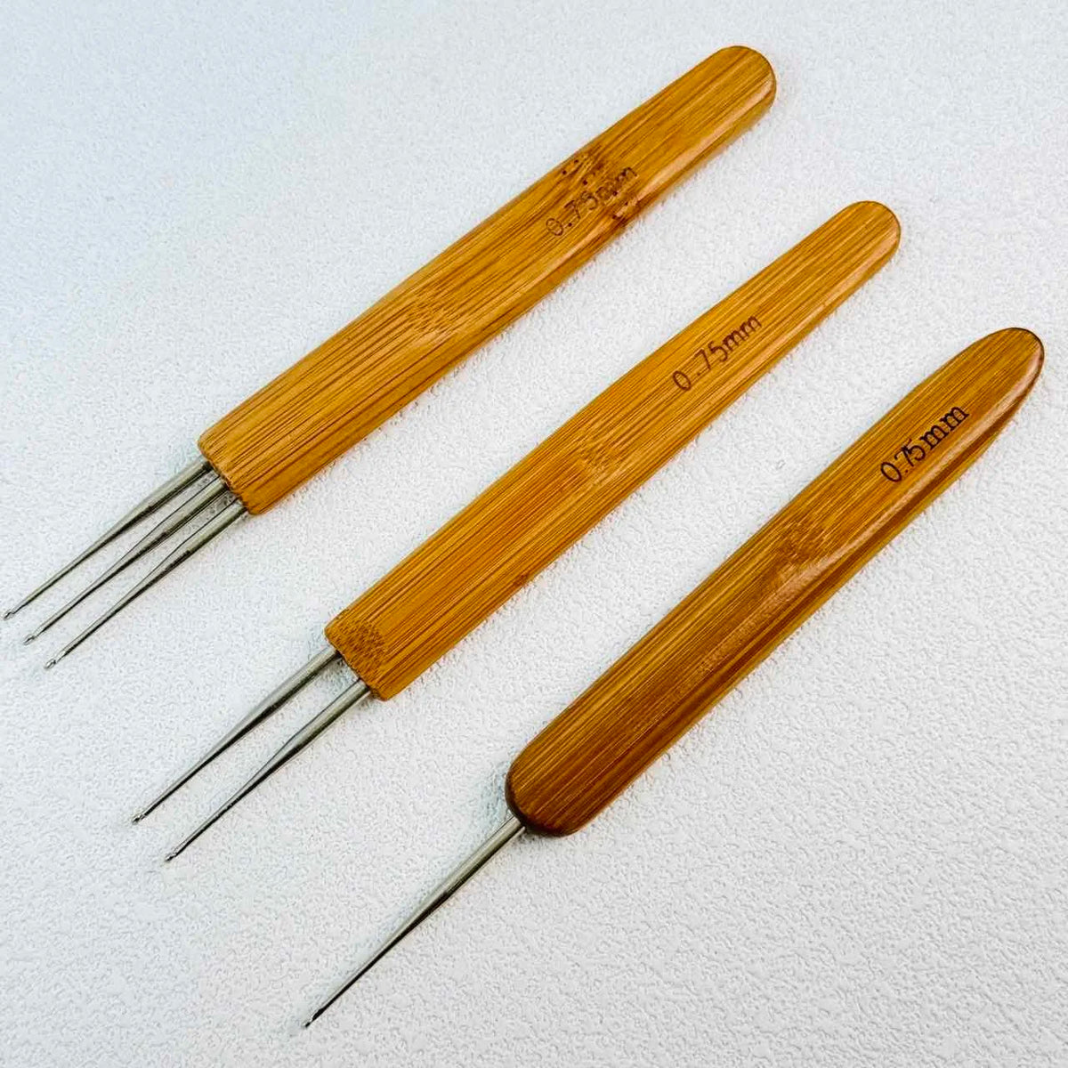 0.75mm Bamboo Crochet Hook 1/2/3 Heads for Dreadlocks Wig Making Hair Weaving Braid Tool