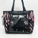 Cute Japanese ribbon ita bag, aesthetic transparent tote handbag with clear display window by HSF Marketplace
