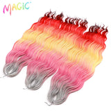 Magic 24Inch 3PCS Loose Wave Synthetic Crochet Hair Bundles Copper Red Heat Resistant Hair Extensions For Women Braiding Styling