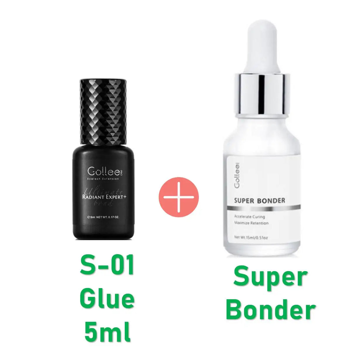 HSF Marketplace Gollee 0.5s eyelash extension glue, fast-drying waterproof adhesive for professional salon eyelash applications.
