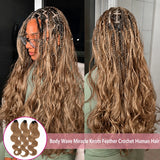 Body Wave Feather Crochet Human Hair Extensions Miracle Knots Honey Blonde Pre Separated Knotless Invisible Crochet Braids Human Braiding Hair Lightweight Comfortable Reusable Boho Hairstyle For Women