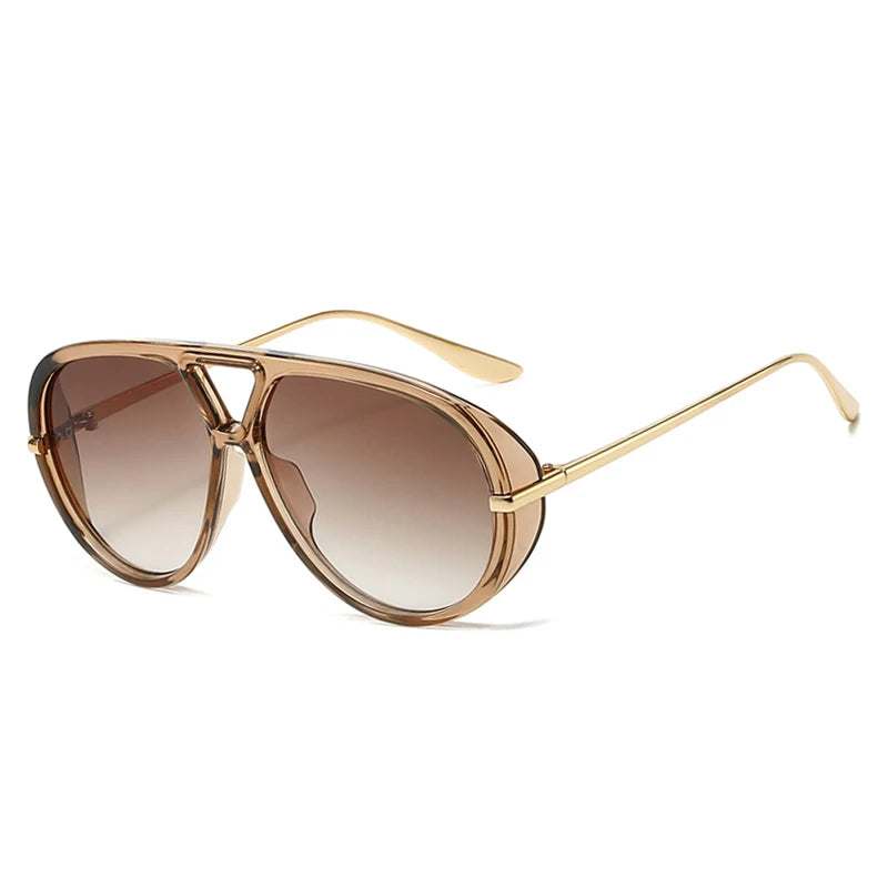 Oversized women's pilot sunglasses with double bridges, colorful gradient lenses, UV400 protection, retro style by HSF Marketplace