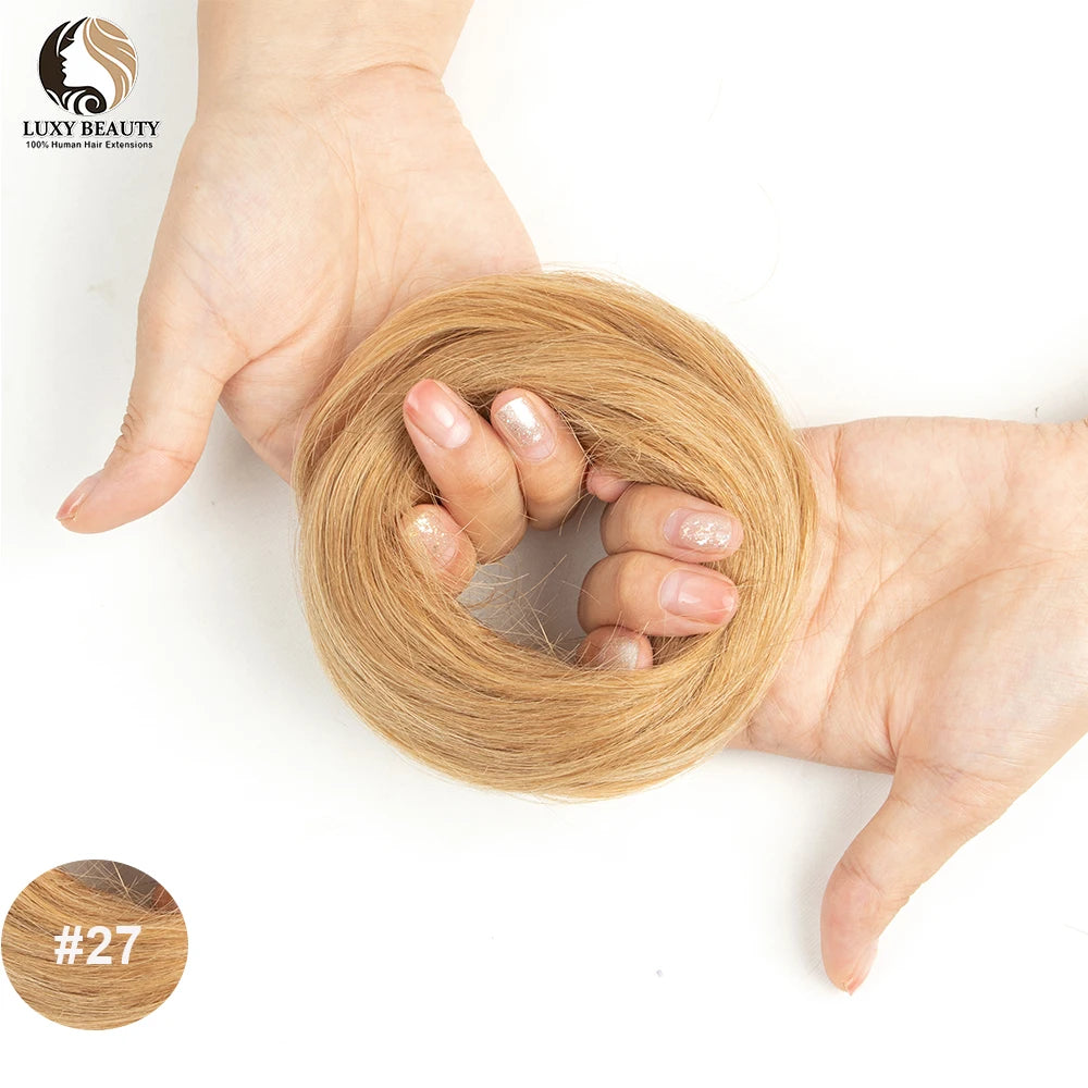 Brazilian human hair bun ponytail hairpiece for women, scrunchie updo donut chignon extension