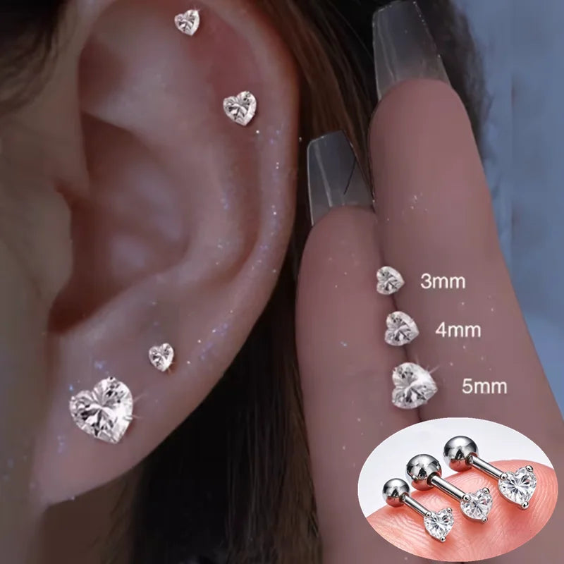 Stainless steel heart stud earrings set by HSF Marketplace for everyday wear