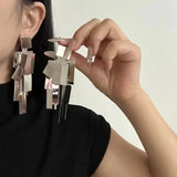 Metal retro tassel dangle earrings for stylish women, featuring layered metallic fringe design by HSF Marketplace