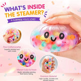 Rainbow Dumpling Squishy with Bead Sensory Squeeze Toy for Stress Relief with Bamboo Steamer Funny Gift