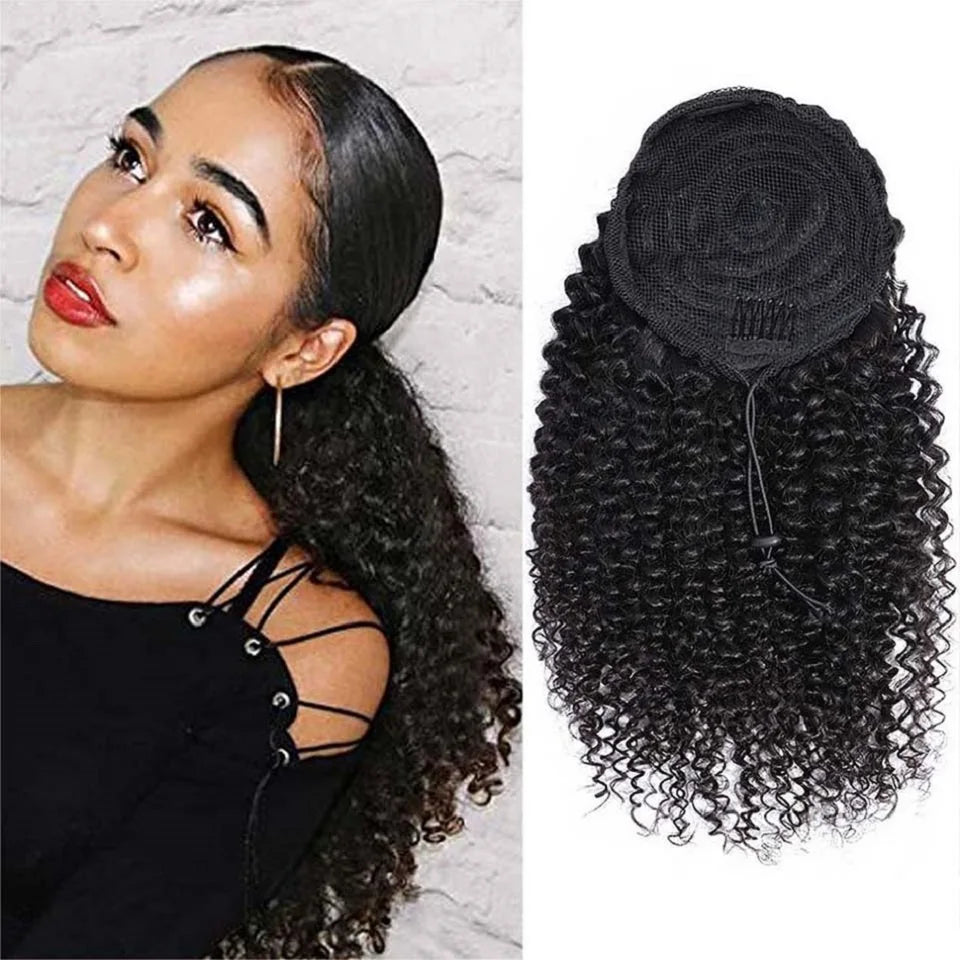 24–26 inch Afro kinky curly drawstring ponytail, 100g human hair extension for Black women by HSF Marketplace