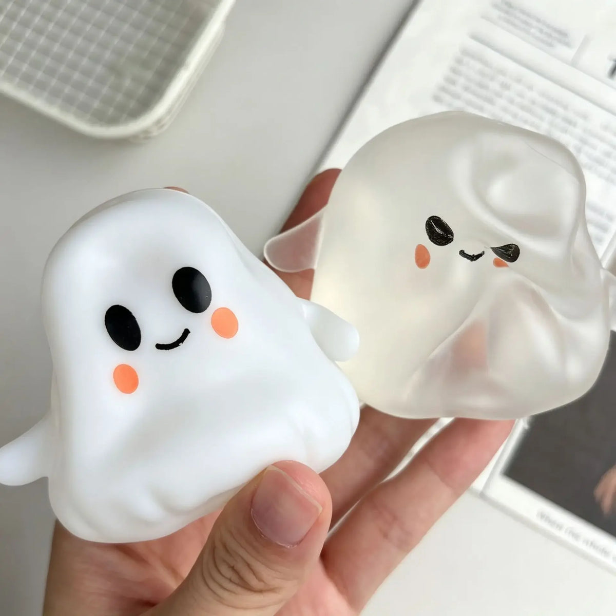 2026 1PC Cute Halloween Ghost & Skull Squishy Toy, Slow Rebound Squeeze Figurine, Holiday Party Sensory Gift for Adults & Teens