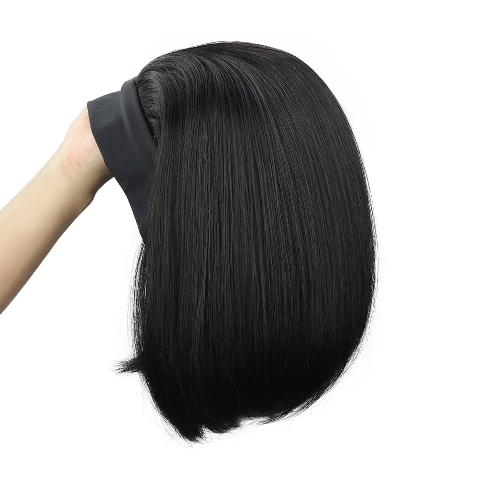 HSF Marketplace 220% human hair bob headband wig, short straight half wig for women