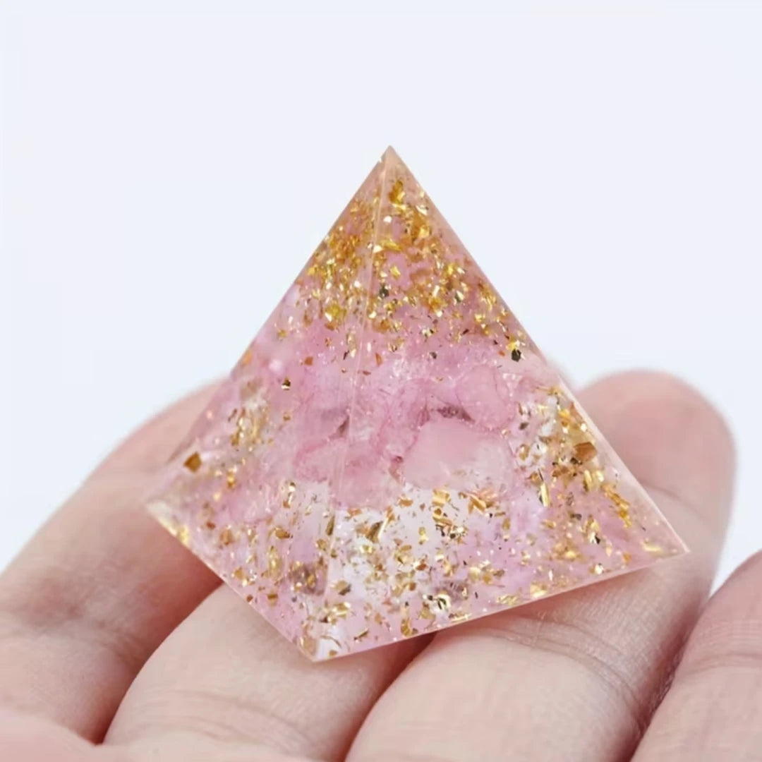 1set(7pcs) Orgonite Pyramid Natural Mixed Crystal Chips Chakra Healing Stone Desk Decor Meditation Ornament Home Decoration