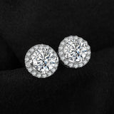 Moissanite halo stud earrings in 925 sterling silver for women, HSF Marketplace jewelry