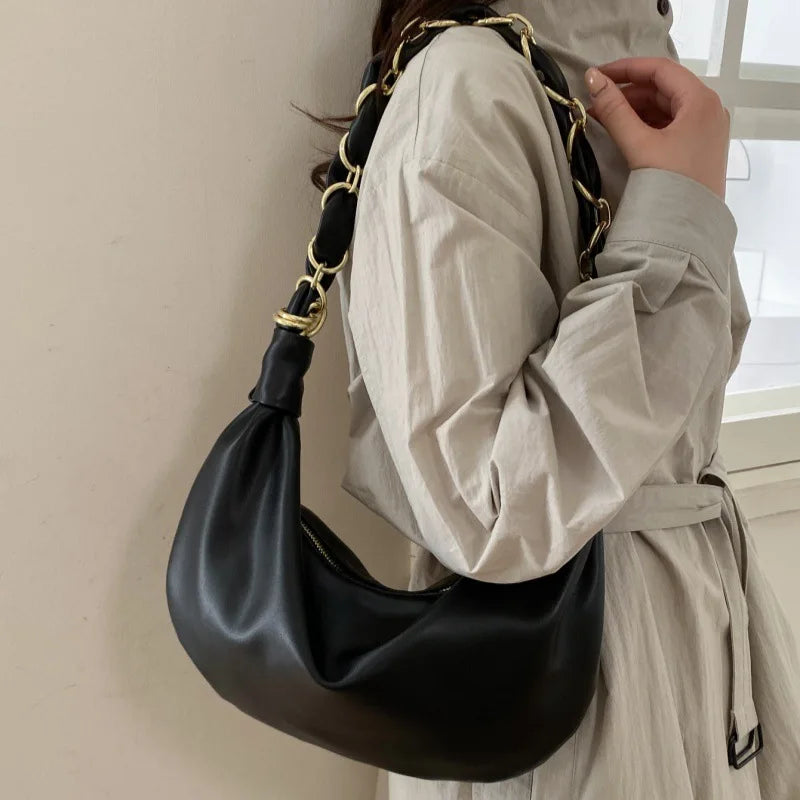 Stylish HSF Marketplace PU leather hobo shoulder bag for women in a spacious handbag design