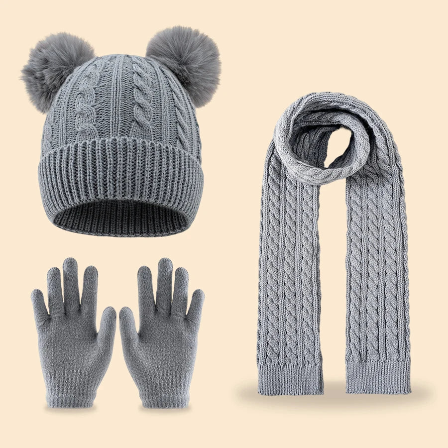 Children's winter tassel scarf, hat and gloves set for ages 3-14 by HSF Marketplace