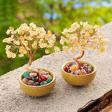 1pcs Natural Yellow Crystal Healing Gems Feng Shui Trees Lucky Money Tree Copper Wire Wrapped Crystal Crafts Home Decor