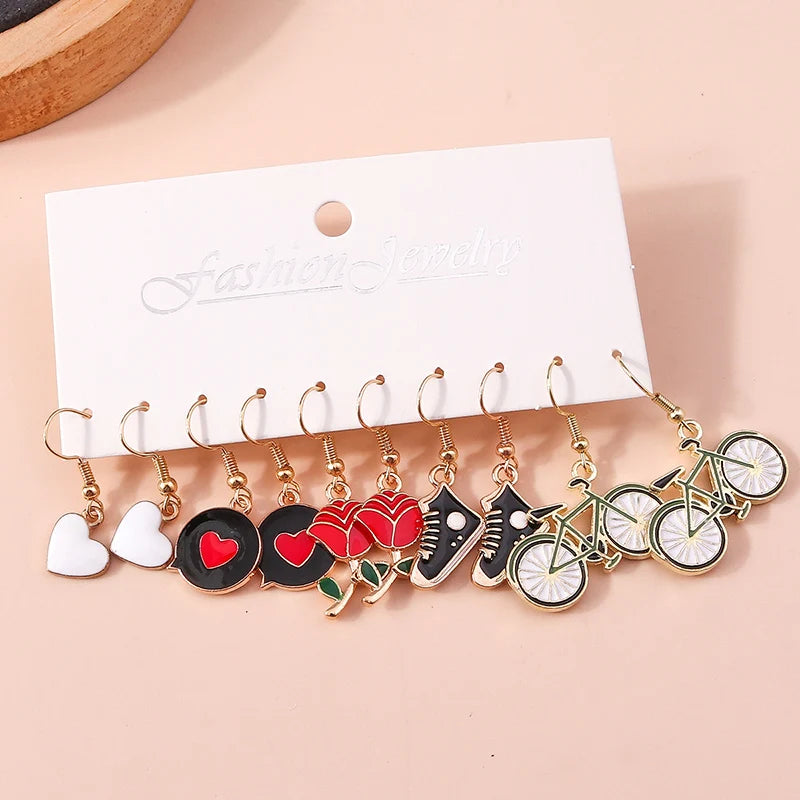 Cute donut resin dangle earring set, 10-piece jewelry collection by HSF Marketplace